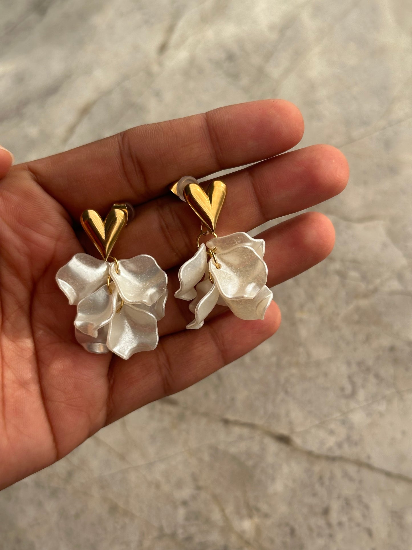 Heart on Flower Earring