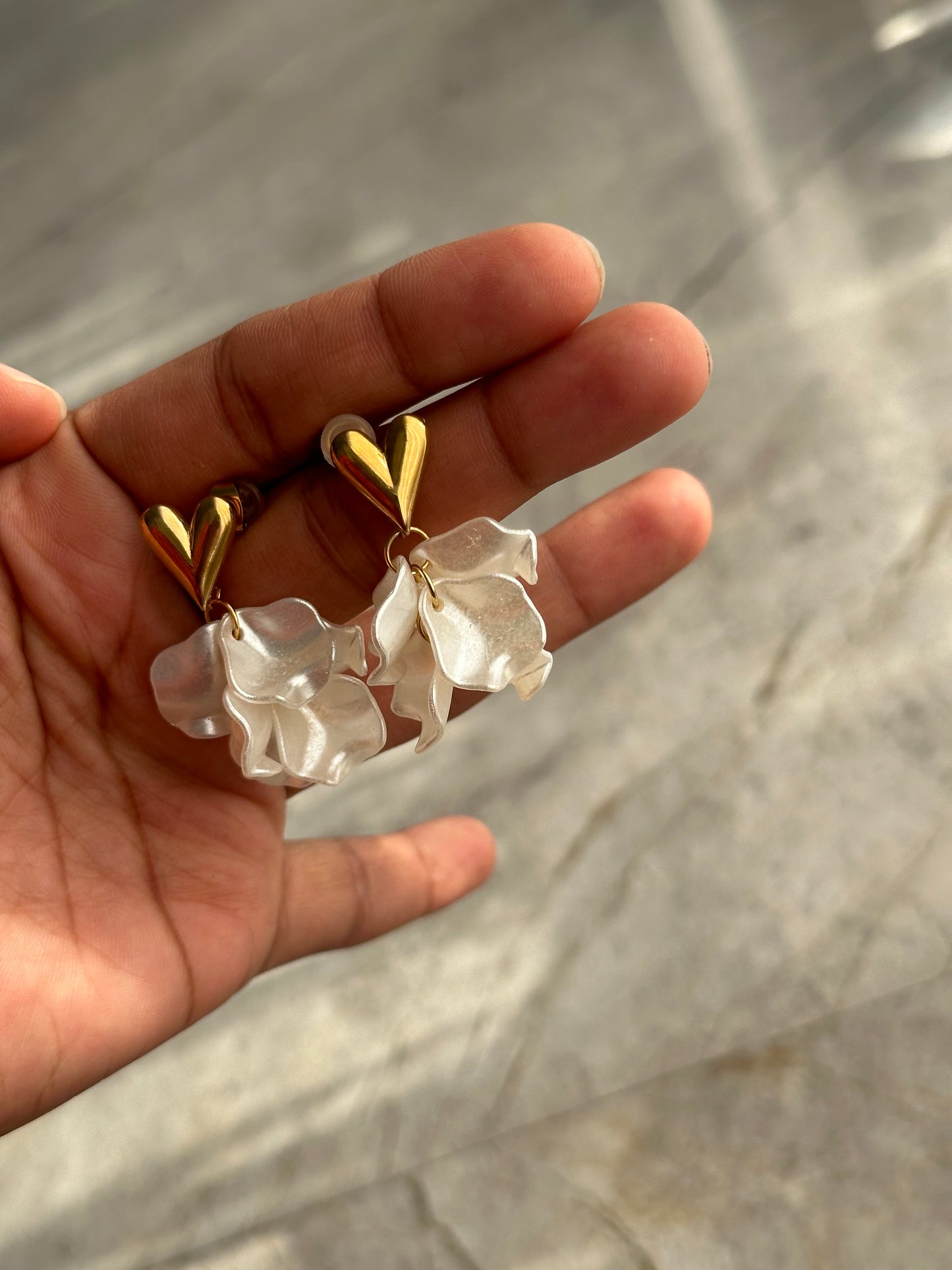 Heart on Flower Earring